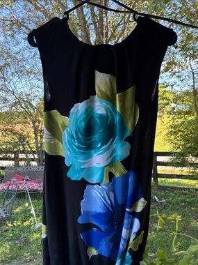 Sandra Darren Black Dress with Yellow Floral Accent